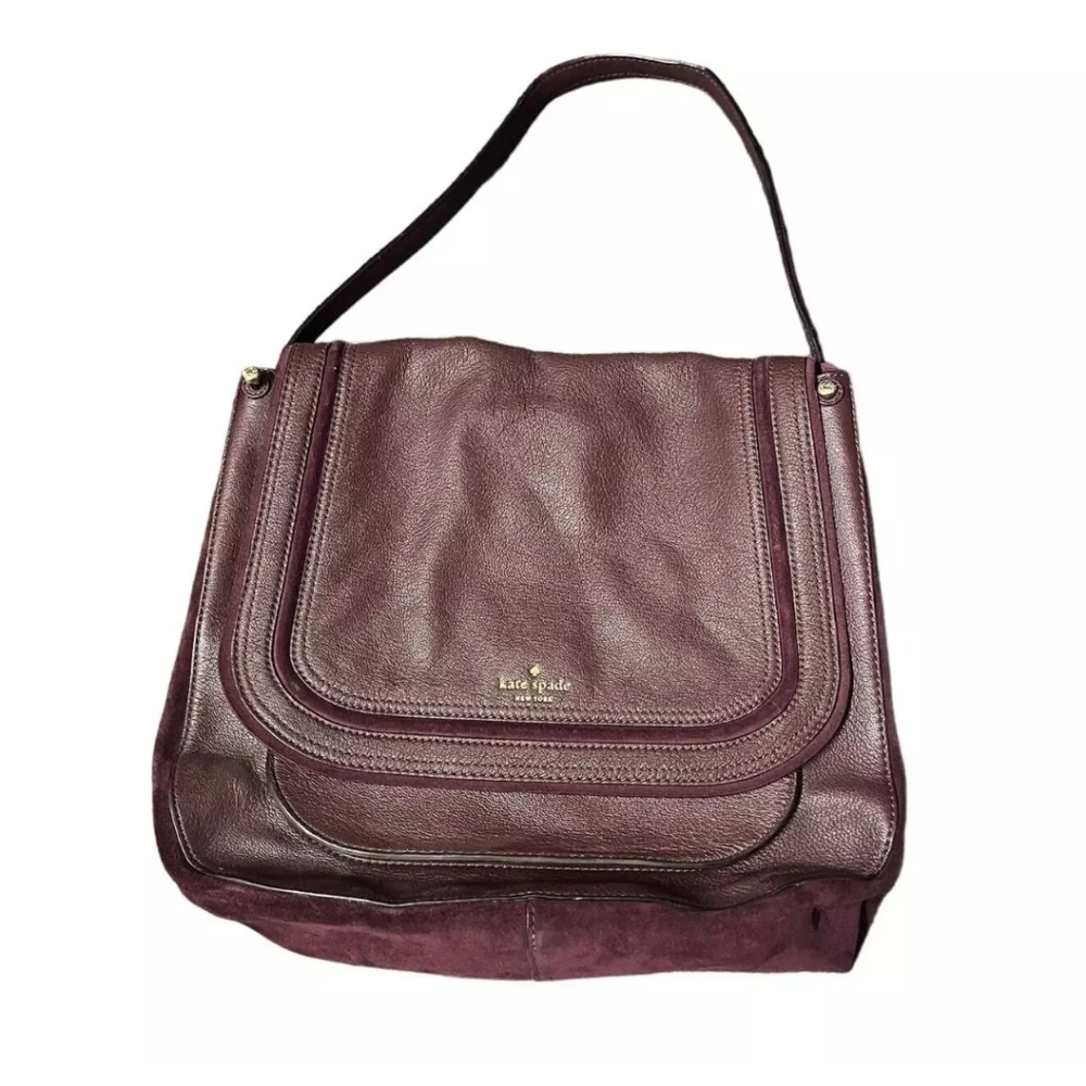 Kate Spade Rianne Pratt Street Burgundy Leather/Suede Tassel Crossbody Handbag
